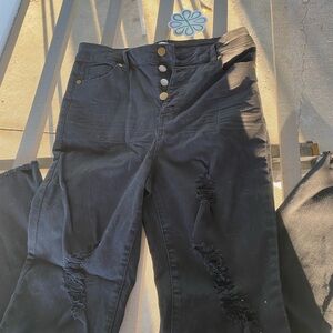 NWT Black Distressed High-Waisted Jeans